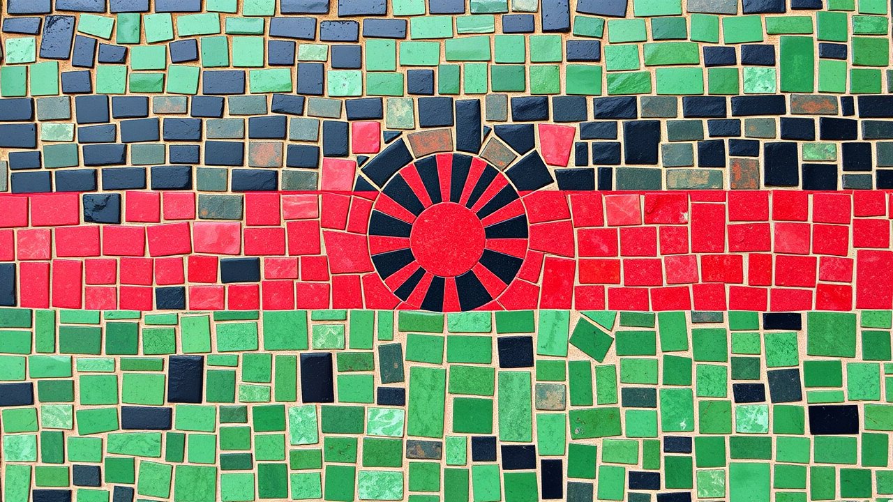 Flag of Malawi 🇲🇼 in mosaic tiles style