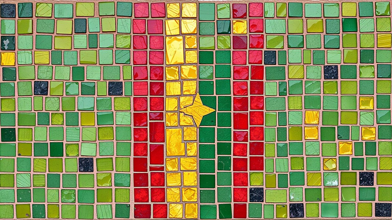 Flag of Mali 🇲🇱 in mosaic tiles style