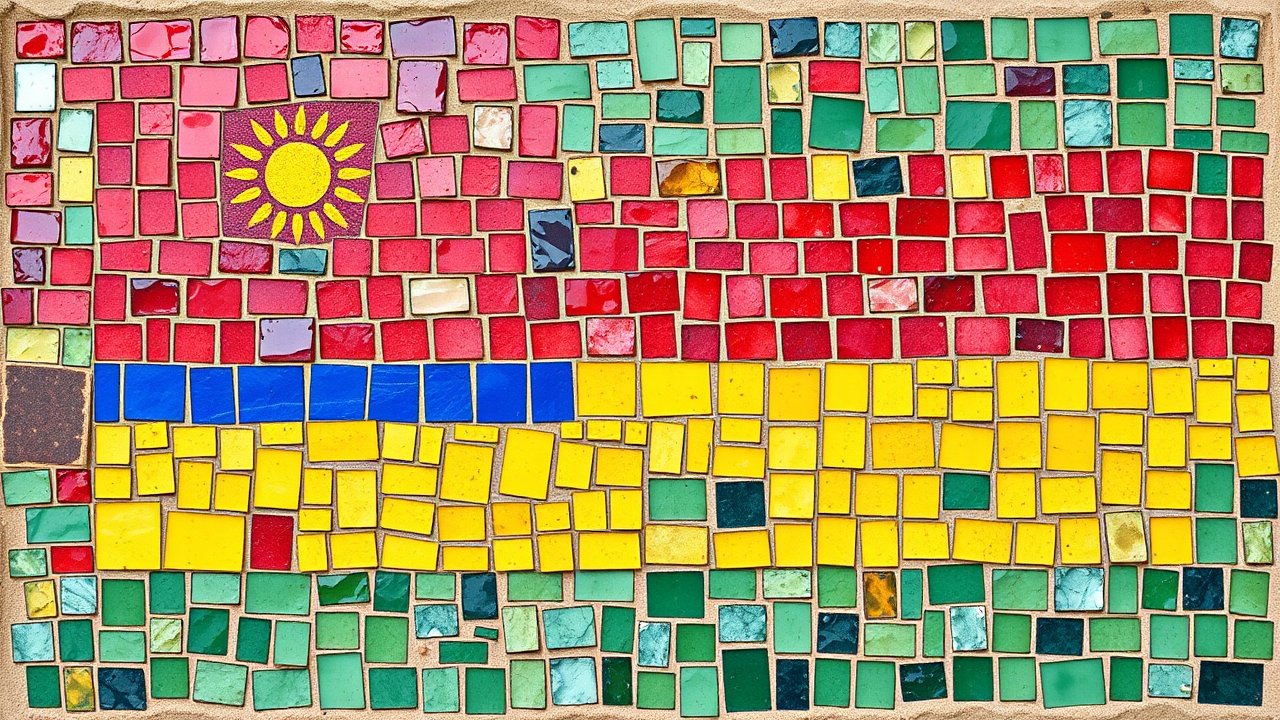 Flag of Mauritius 🇲🇺 in mosaic tiles style