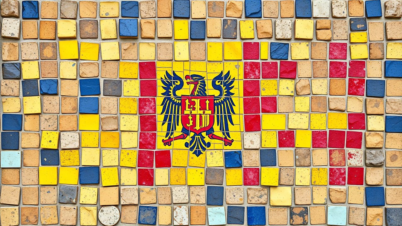 Flag of Moldova 🇲🇩 in mosaic tiles style