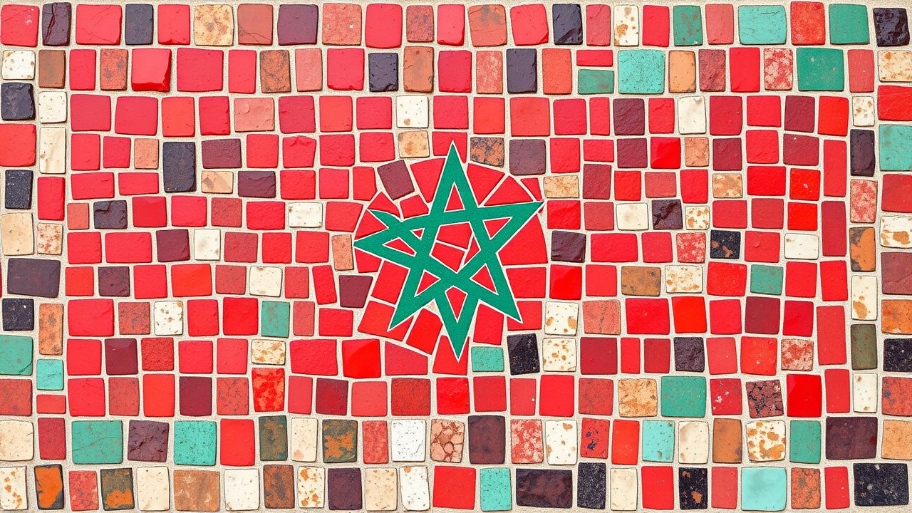 Flag of Morocco 🇲🇦 in mosaic tiles style