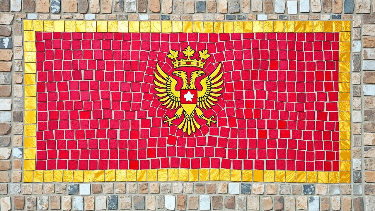 Flag of Montenegro 🇲🇪 in mosaic tiles style