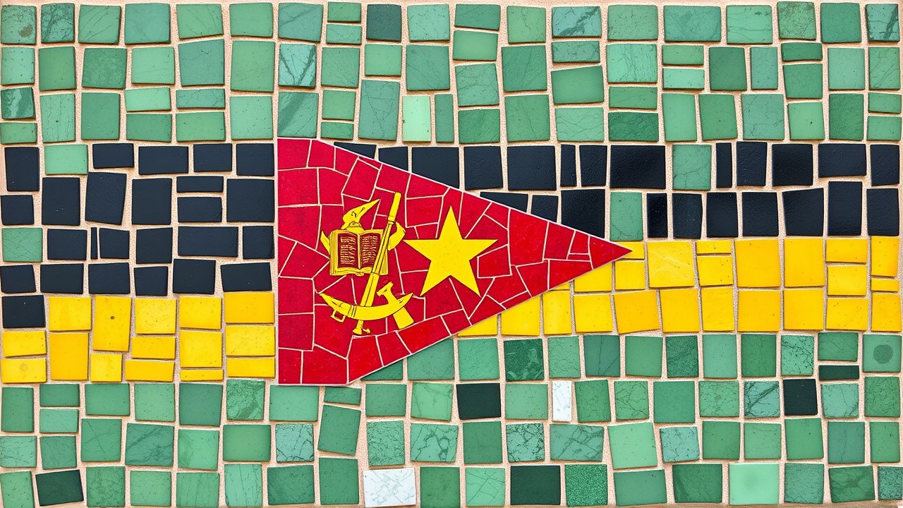 Flag of Mozambique 🇲🇿 in mosaic tiles style