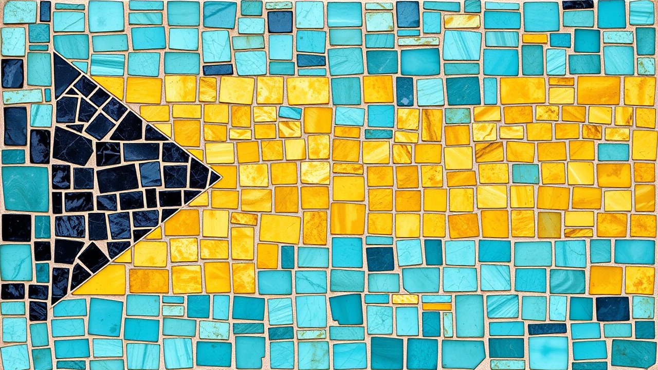 Flag of Bahamas 🇧🇸 in mosaic tiles style