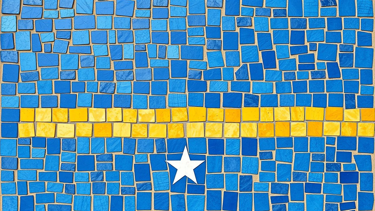 Flag of Nauru 🇳🇷 in mosaic tiles style
