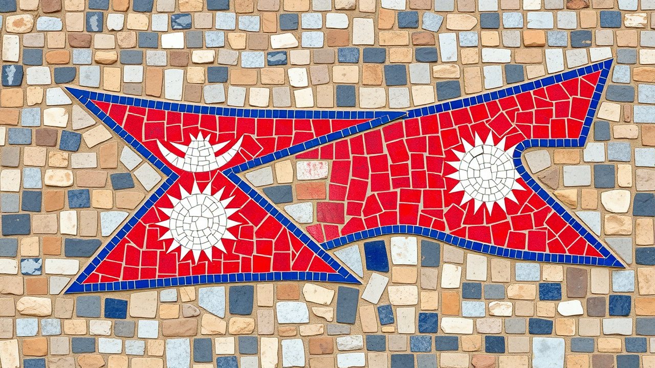 Flag of Nepal 🇳🇵 in mosaic tiles style