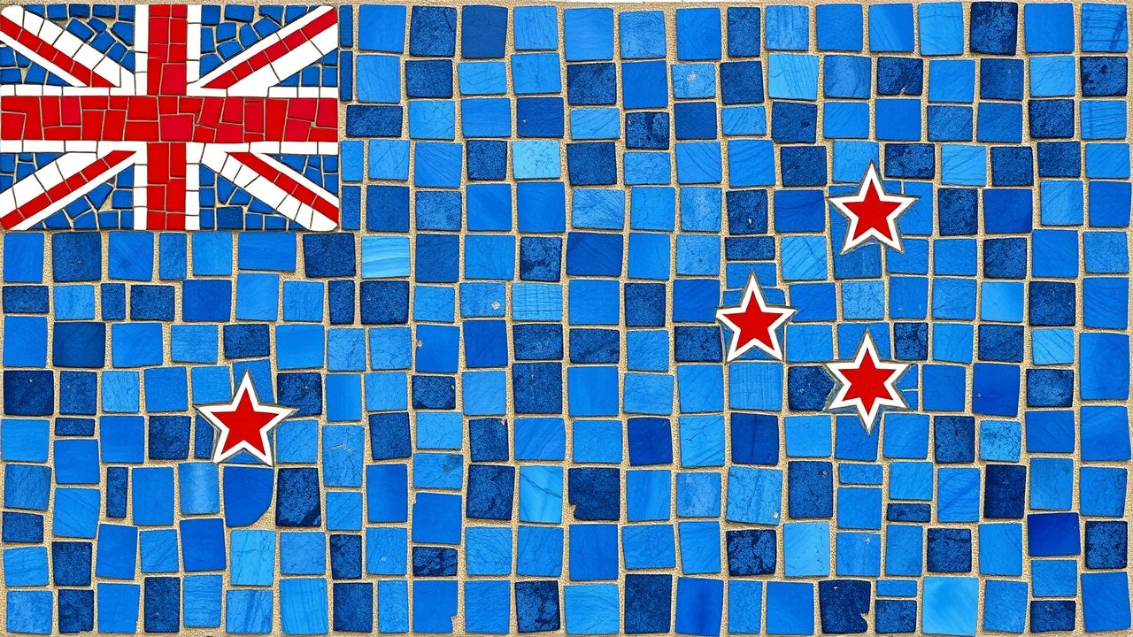 Flag of New Zealand 🇳🇿 in mosaic tiles style