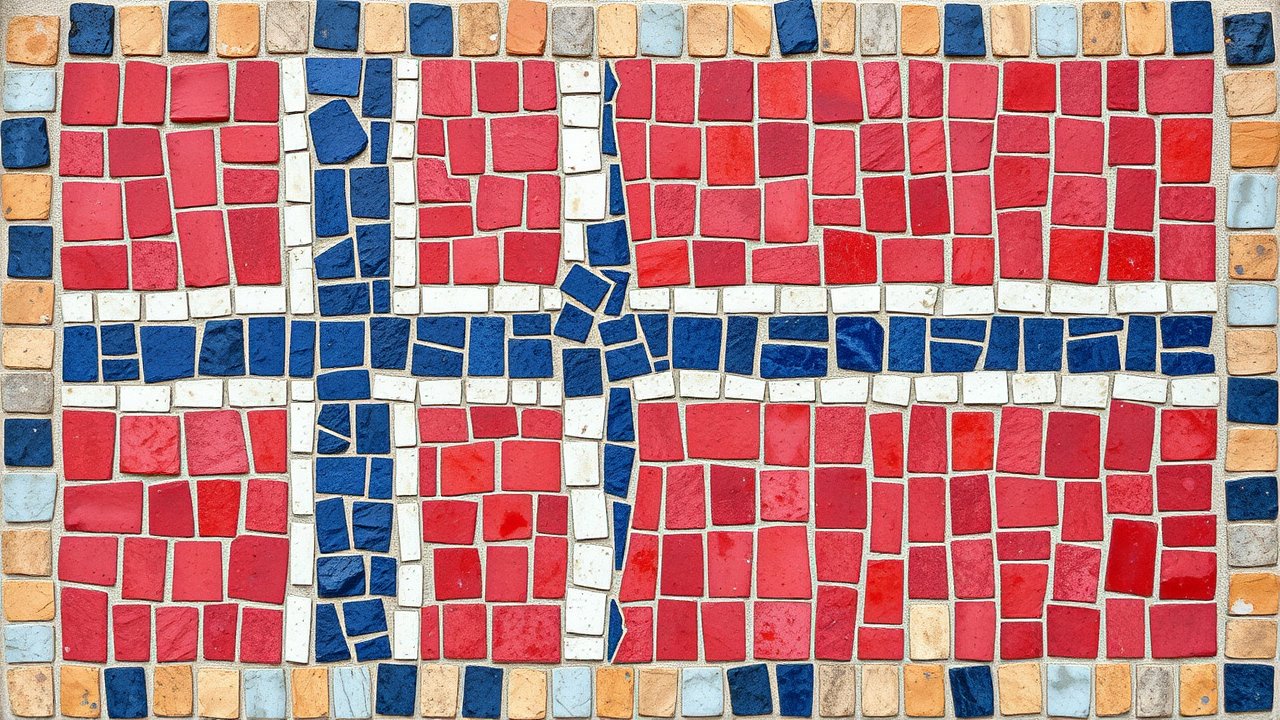 Flag of Norway 🇳🇴 in mosaic tiles style