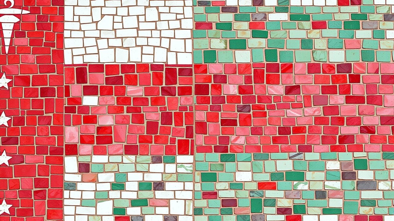 Flag of Oman 🇴🇲 in mosaic tiles style