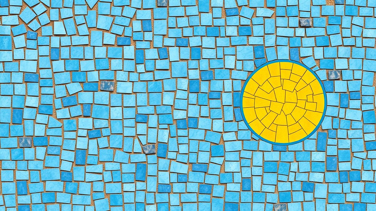 Flag of Palau 🇵🇼 in mosaic tiles style