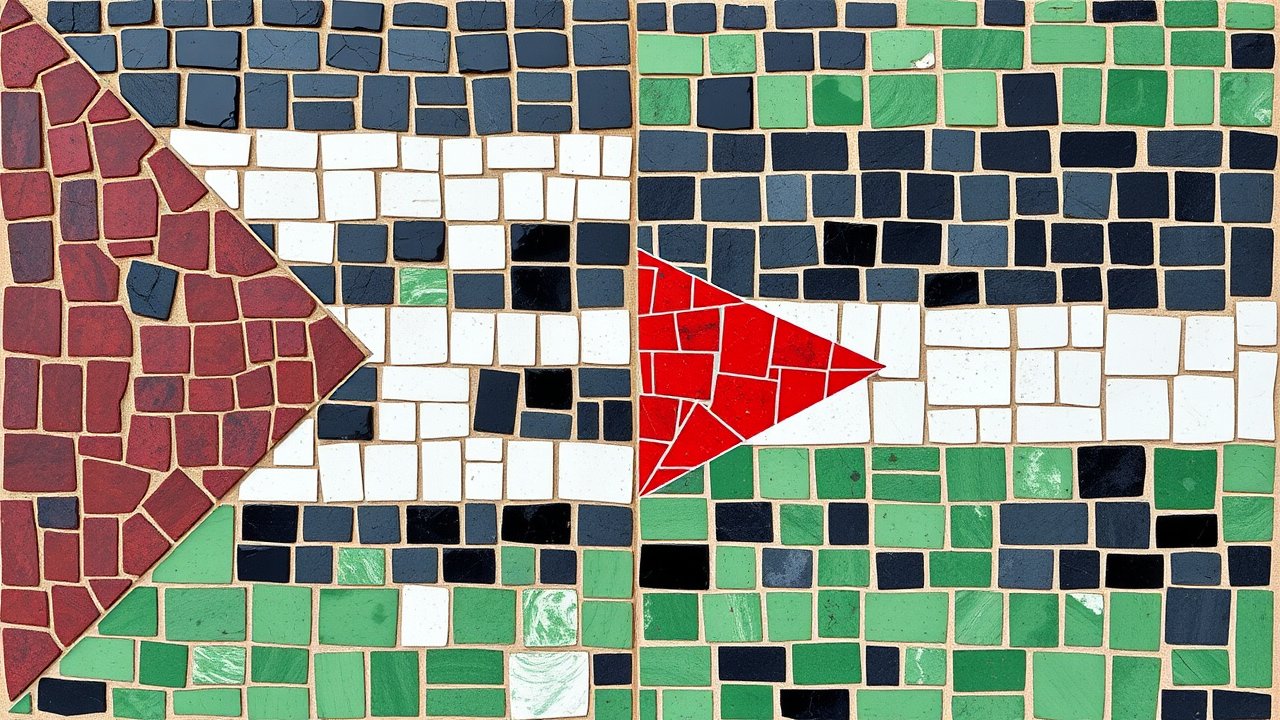 Flag of Palestine State 🇵🇸 in mosaic tiles style