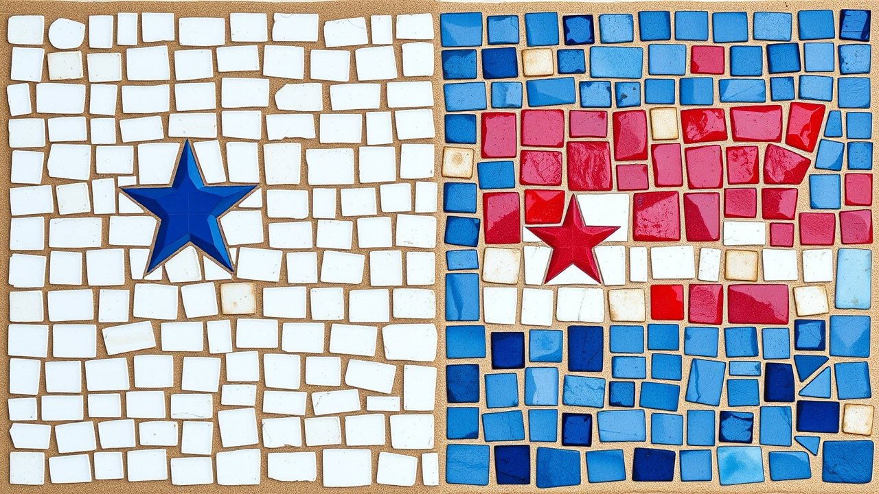 Flag of Panama 🇵🇦 in mosaic tiles style