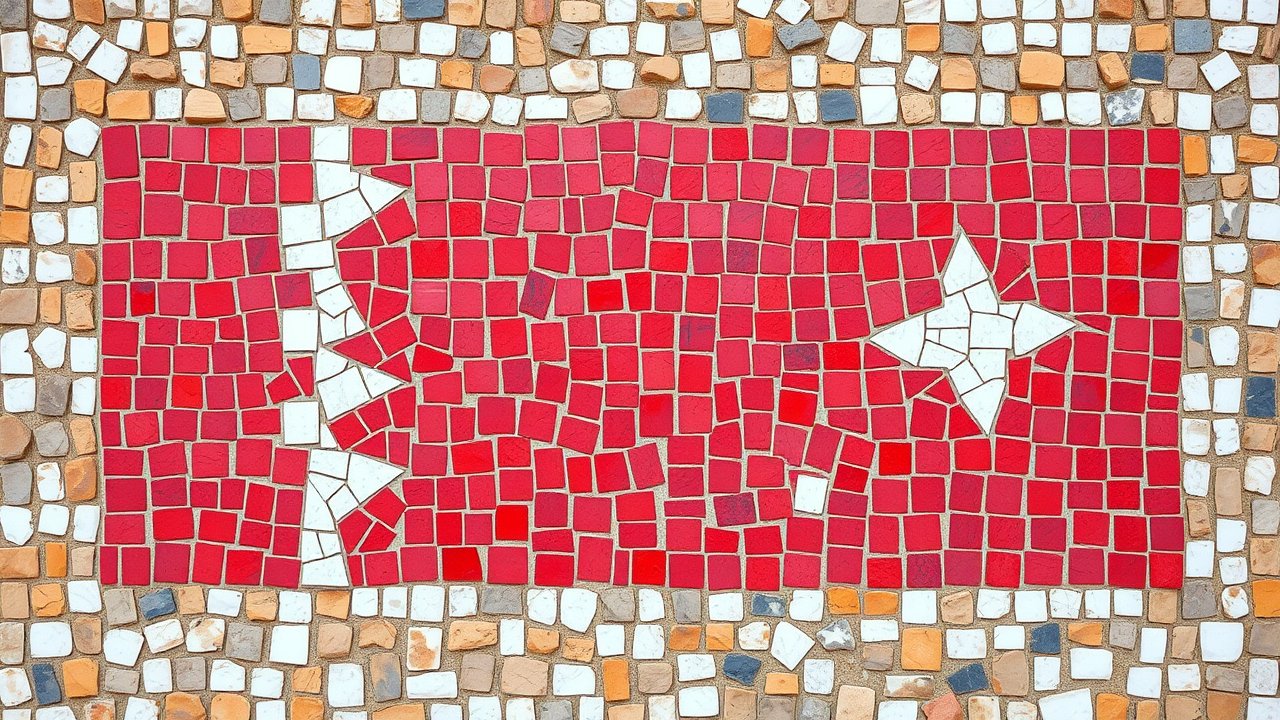 Flag of Bahrain 🇧🇭 in mosaic tiles style