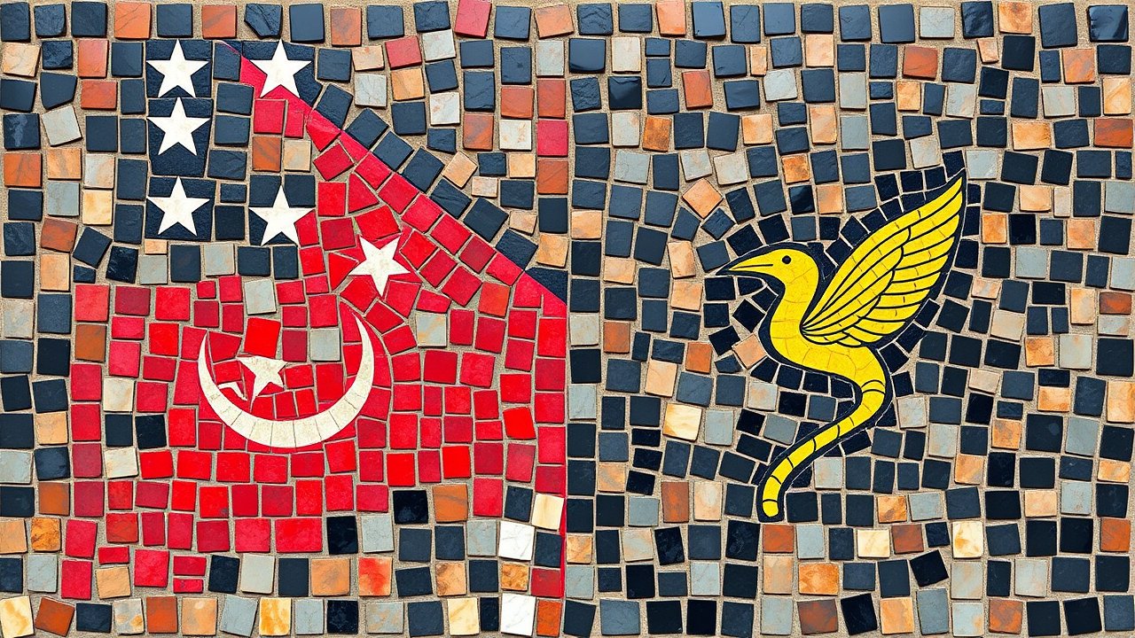 Flag of Papua New Guinea 🇵🇬 in mosaic tiles style