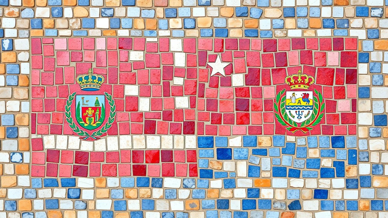Flag of Paraguay 🇵🇾 in mosaic tiles style
