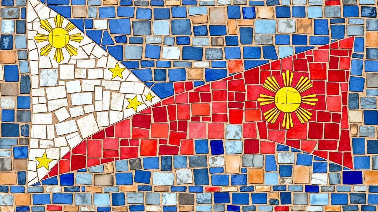 Flag of Philippines 🇵🇭 in mosaic tiles style