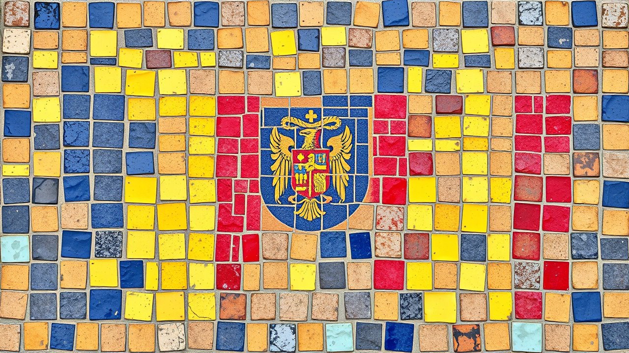 Flag of Romania 🇷🇴 in mosaic tiles style