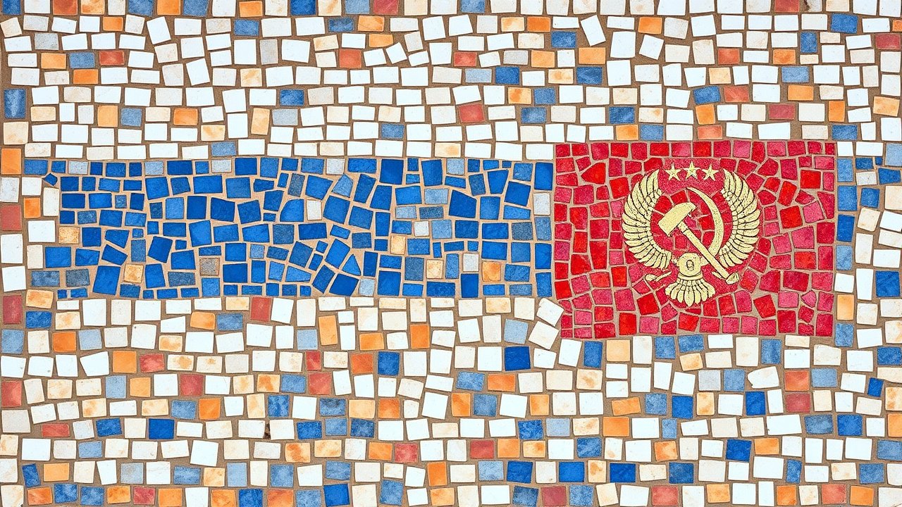 Flag of Russia 🇷🇺 in mosaic tiles style