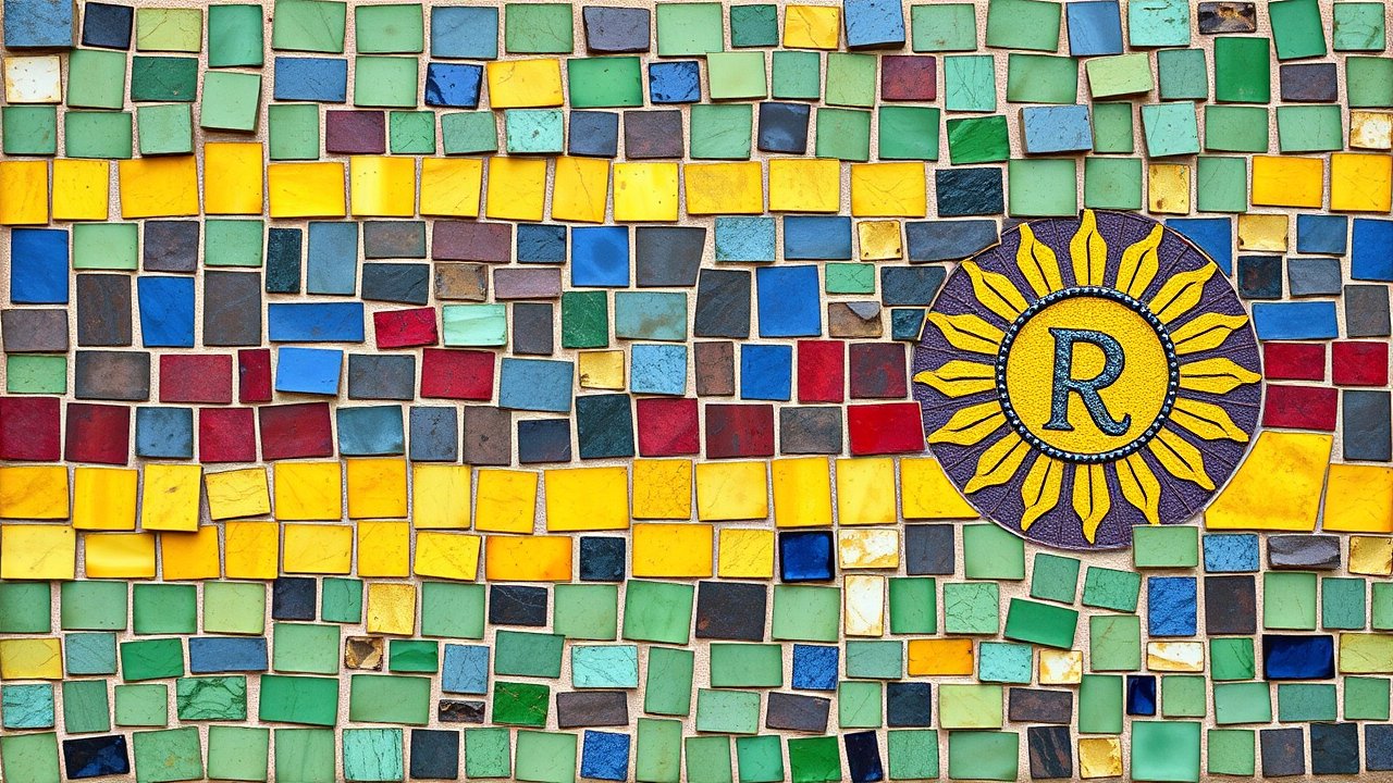 Flag of Rwanda 🇷🇼 in mosaic tiles style