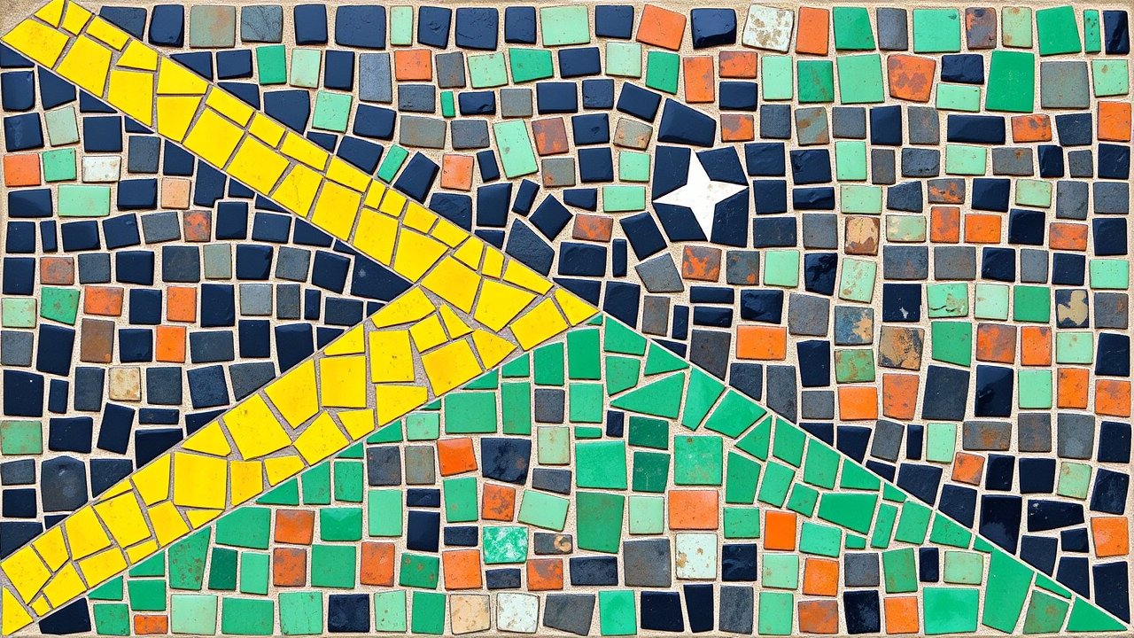 Flag of Saint Kitts and Nevis 🇰🇳 in mosaic tiles style