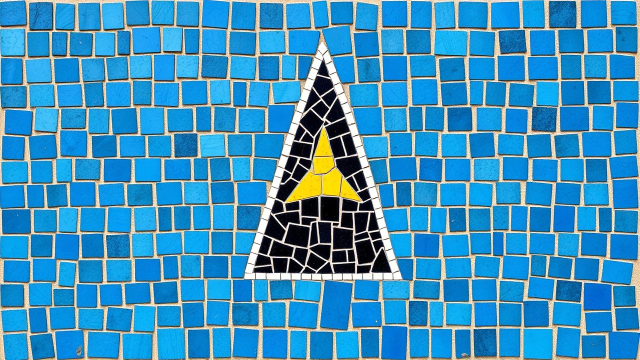 Flag of Saint Lucia 🇱🇨 in mosaic tiles style