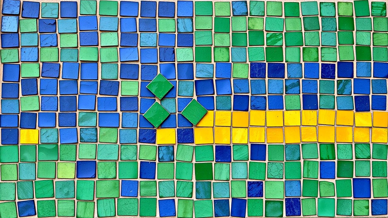 Flag of Saint Vincent and the Grenadines 🇻🇨 in mosaic tiles style