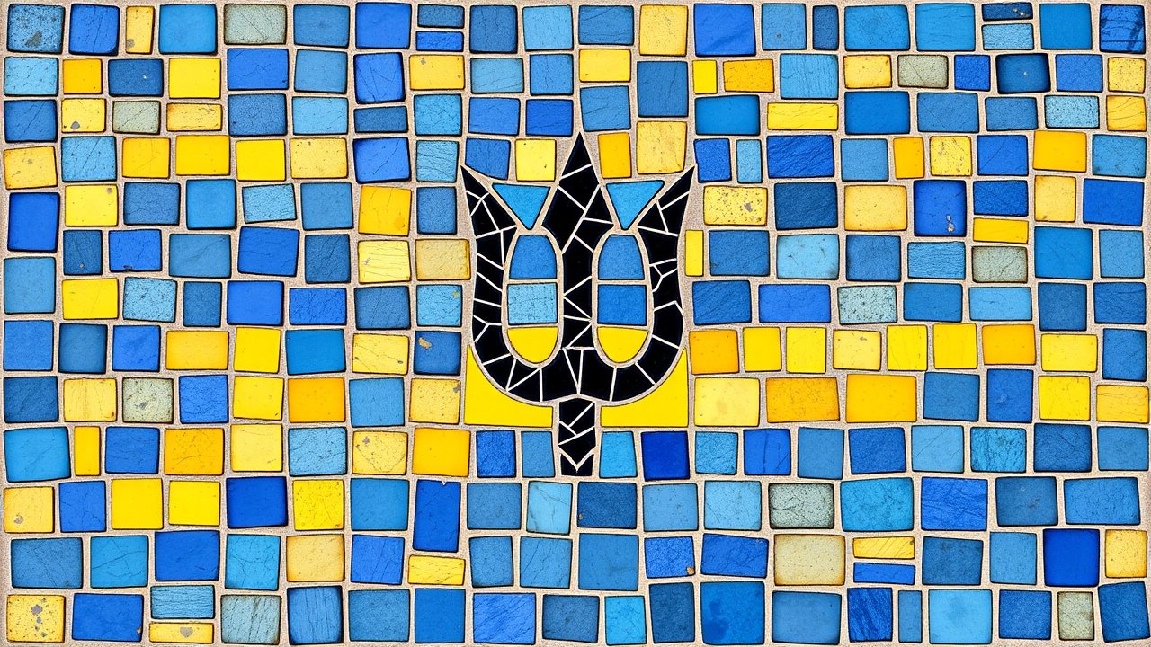 Flag of Barbados 🇧🇧 in mosaic tiles style