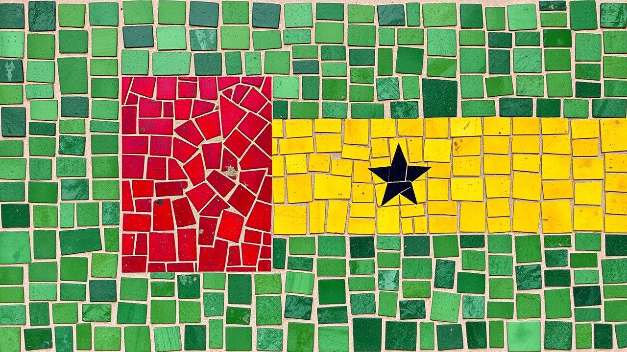 Flag of Sao Tome and Principe 🇸🇹 in mosaic tiles style