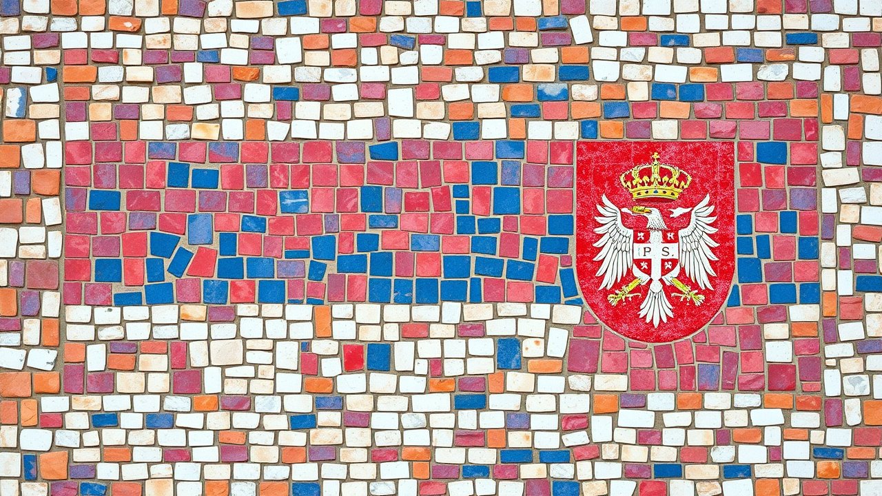 Flag of Serbia 🇸🇳 in mosaic tiles style
