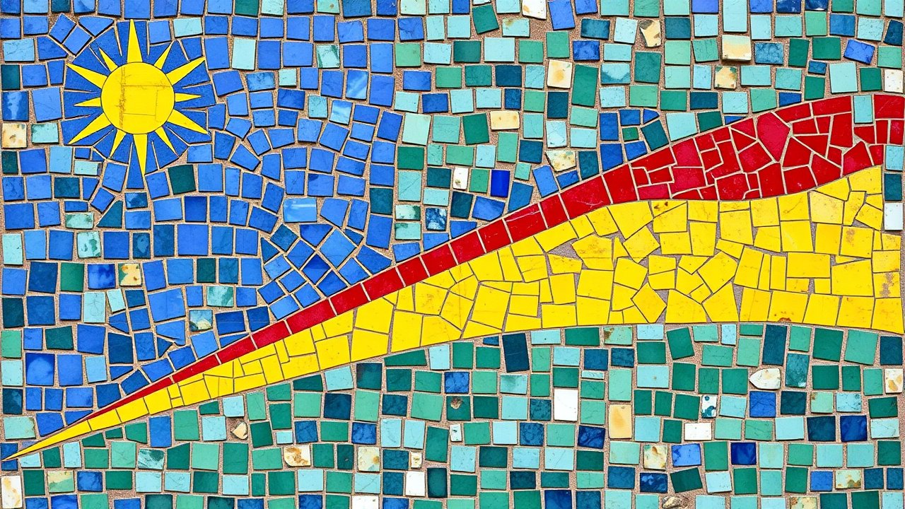 Flag of Seychelles 🇸🇨 in mosaic tiles style