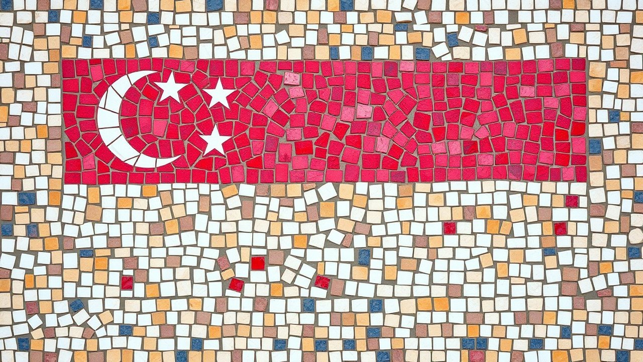 Flag of Singapore 🇸🇬 in mosaic tiles style