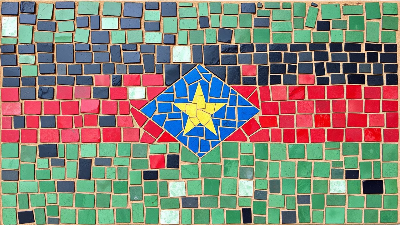 Flag of South Sudan 🇸🇸 in mosaic tiles style
