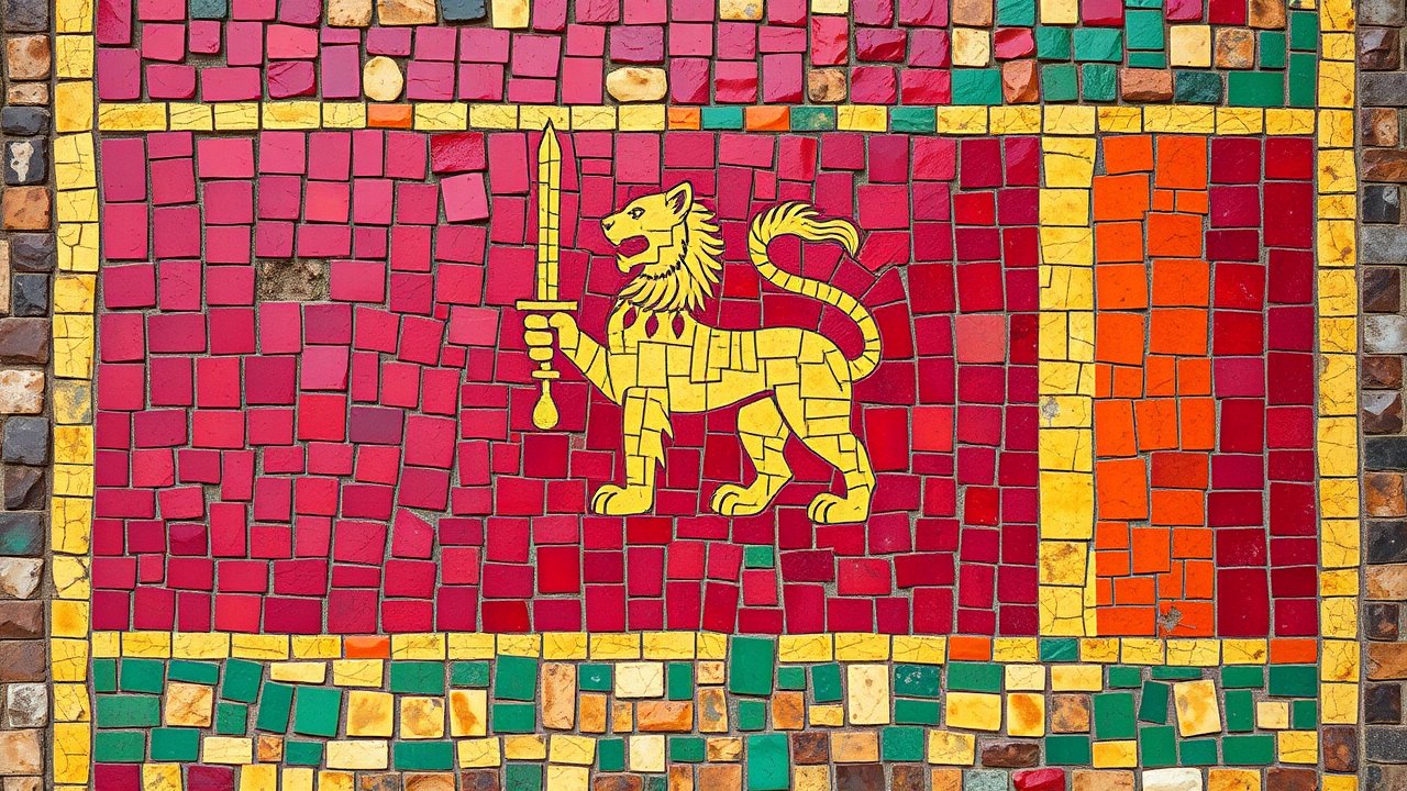Flag of Sri Lanka 🇱🇰 in mosaic tiles style