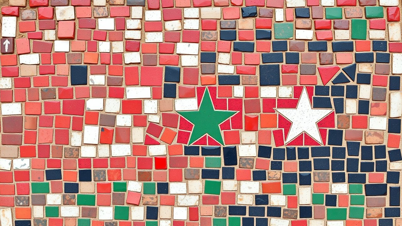Flag of Sudan 🇸🇩 in mosaic tiles style