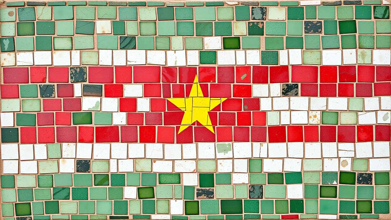 Flag of Suriname 🇸🇷 in mosaic tiles style