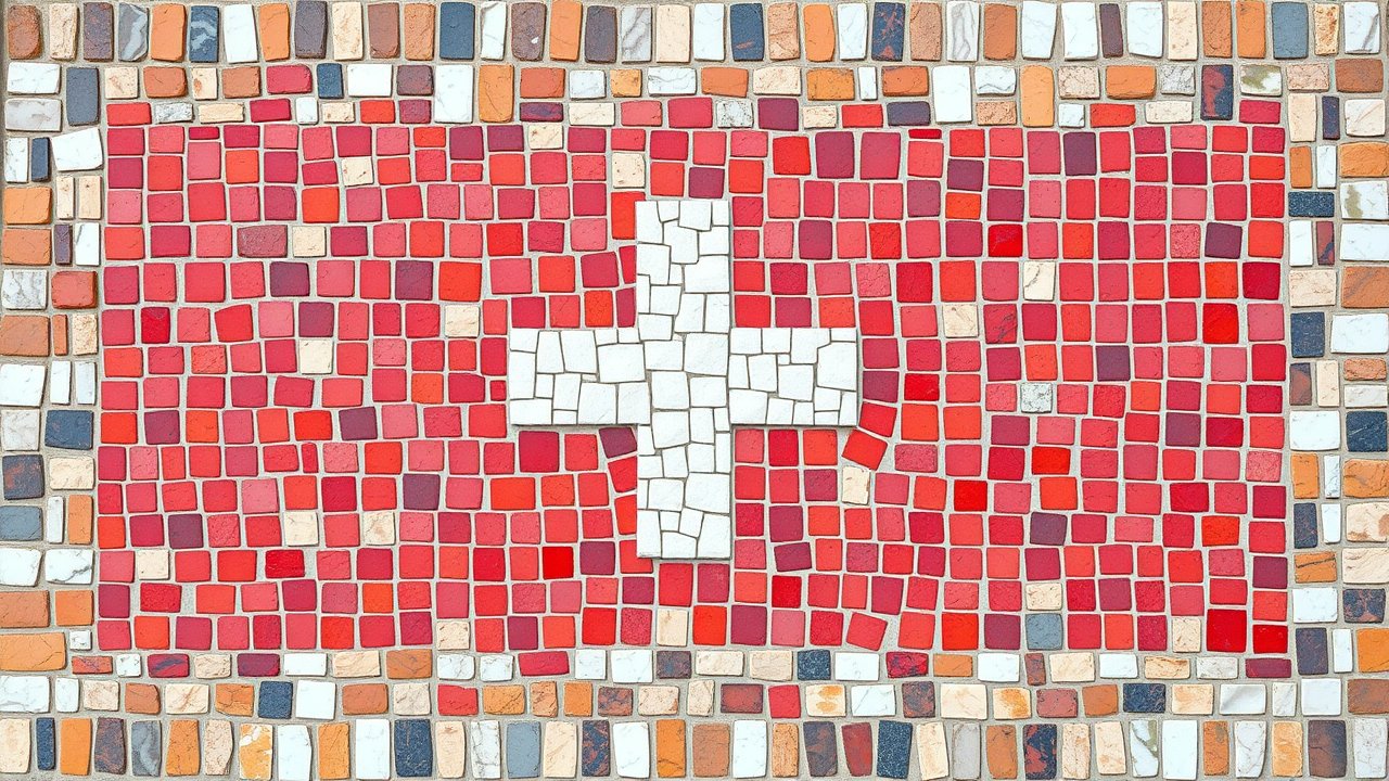 Flag of Switzerland 🇨🇭 in mosaic tiles style
