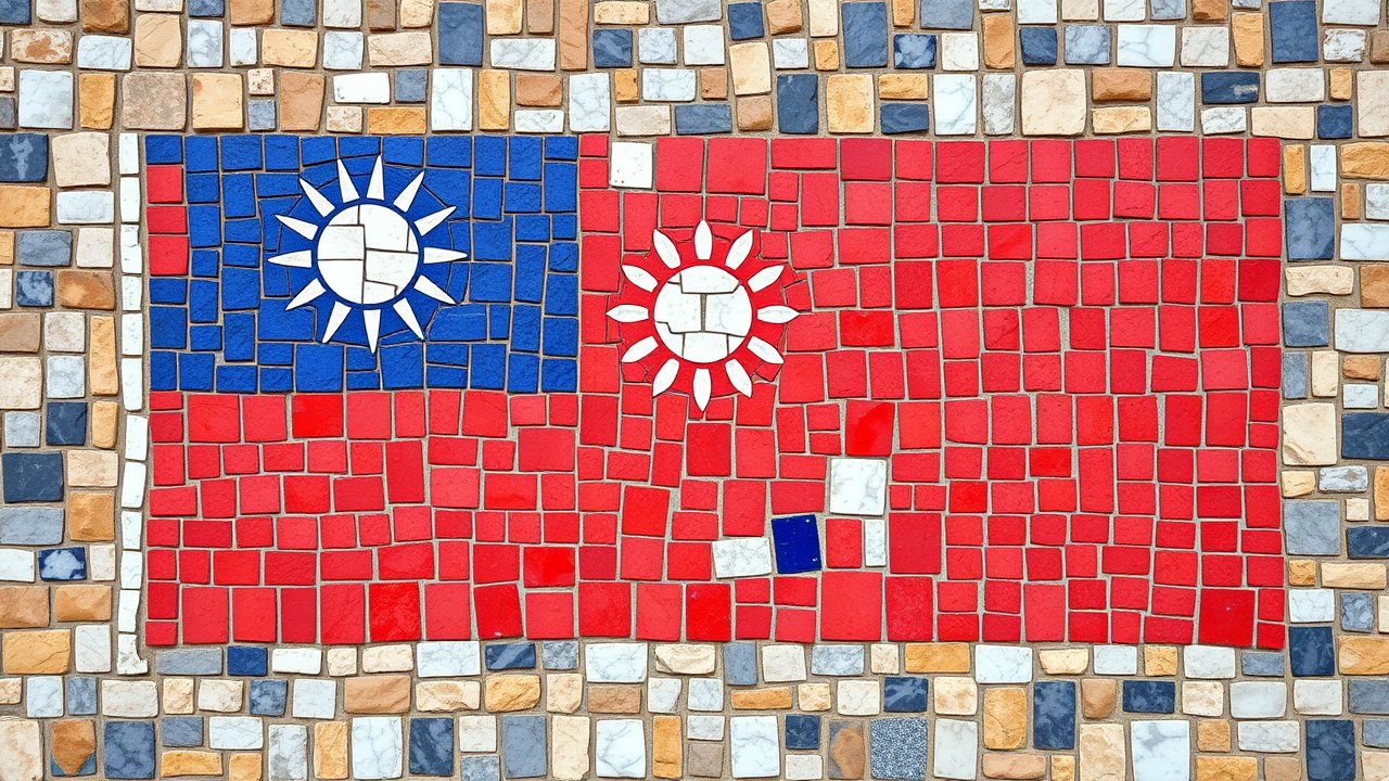Flag of Taiwan 🇹🇼 in mosaic tiles style