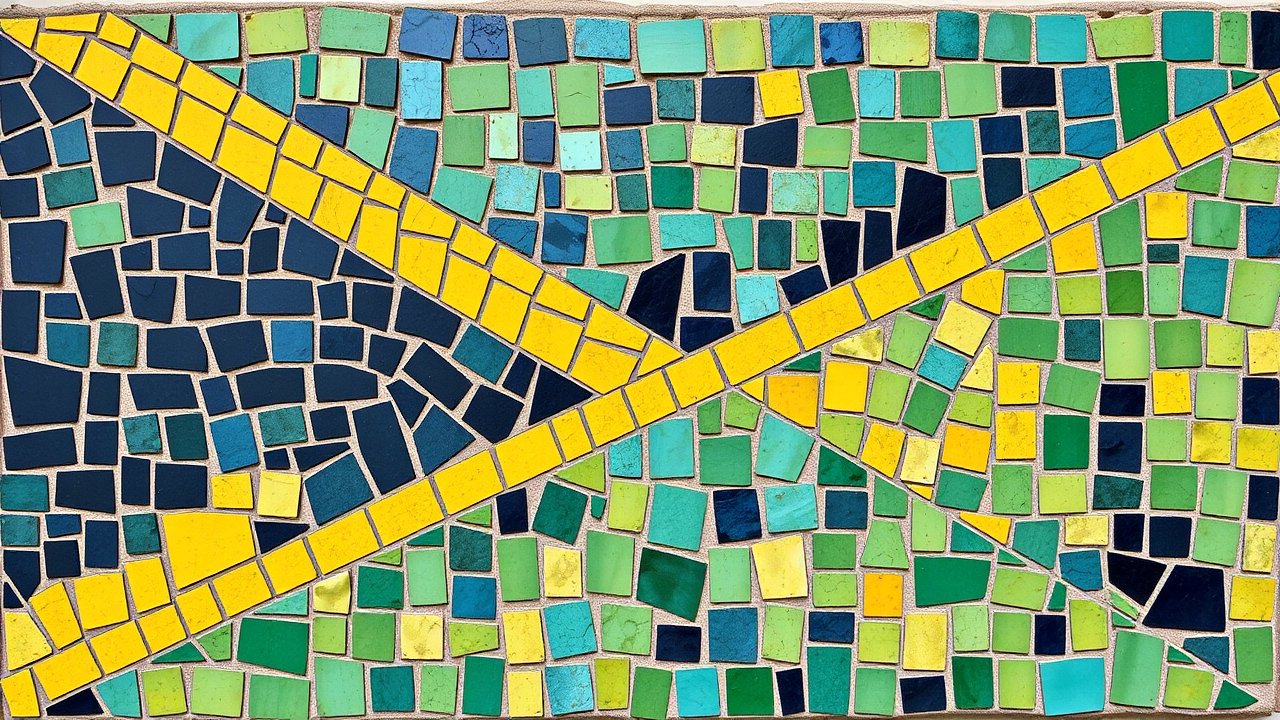 Flag of Tanzania 🇹🇿 in mosaic tiles style