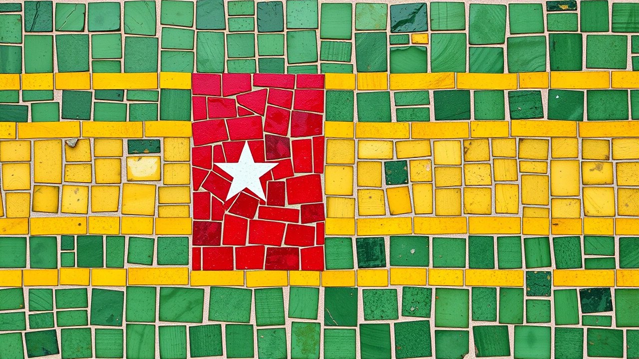 Flag of Togo 🇹🇬 in mosaic tiles style