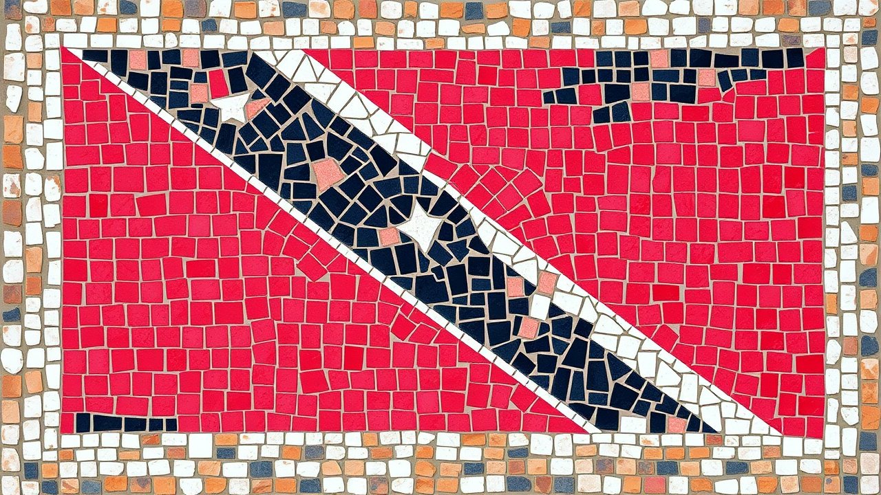 Flag of Trinidad and Tobago 🇹🇹 in mosaic tiles style