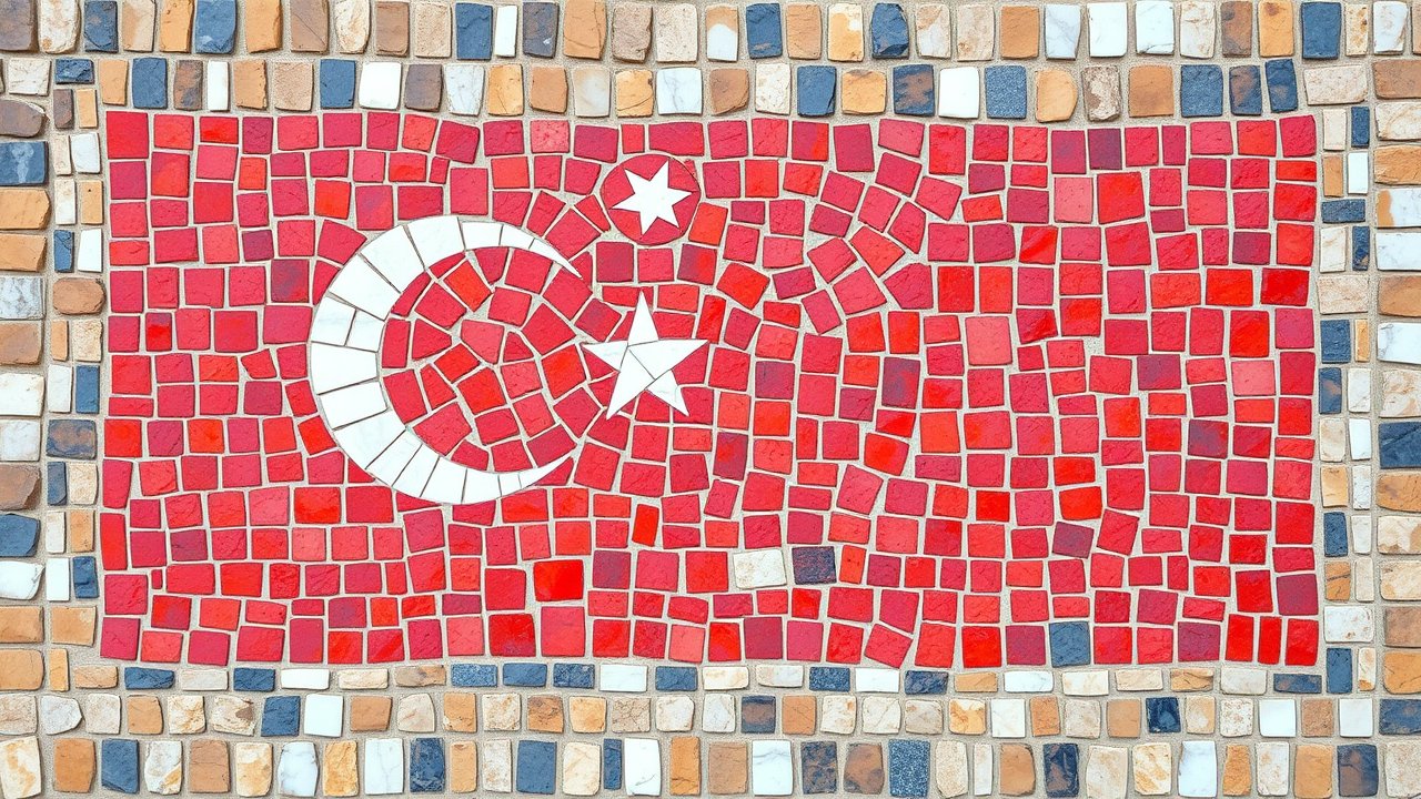 Flag of Turkey 🇹🇷 in mosaic tiles style