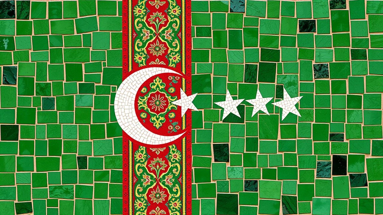 Flag of Turkmenistan 🇹🇲 in mosaic tiles style
