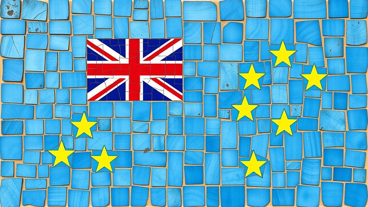 Flag of Tuvalu 🇹🇻 in mosaic tiles style