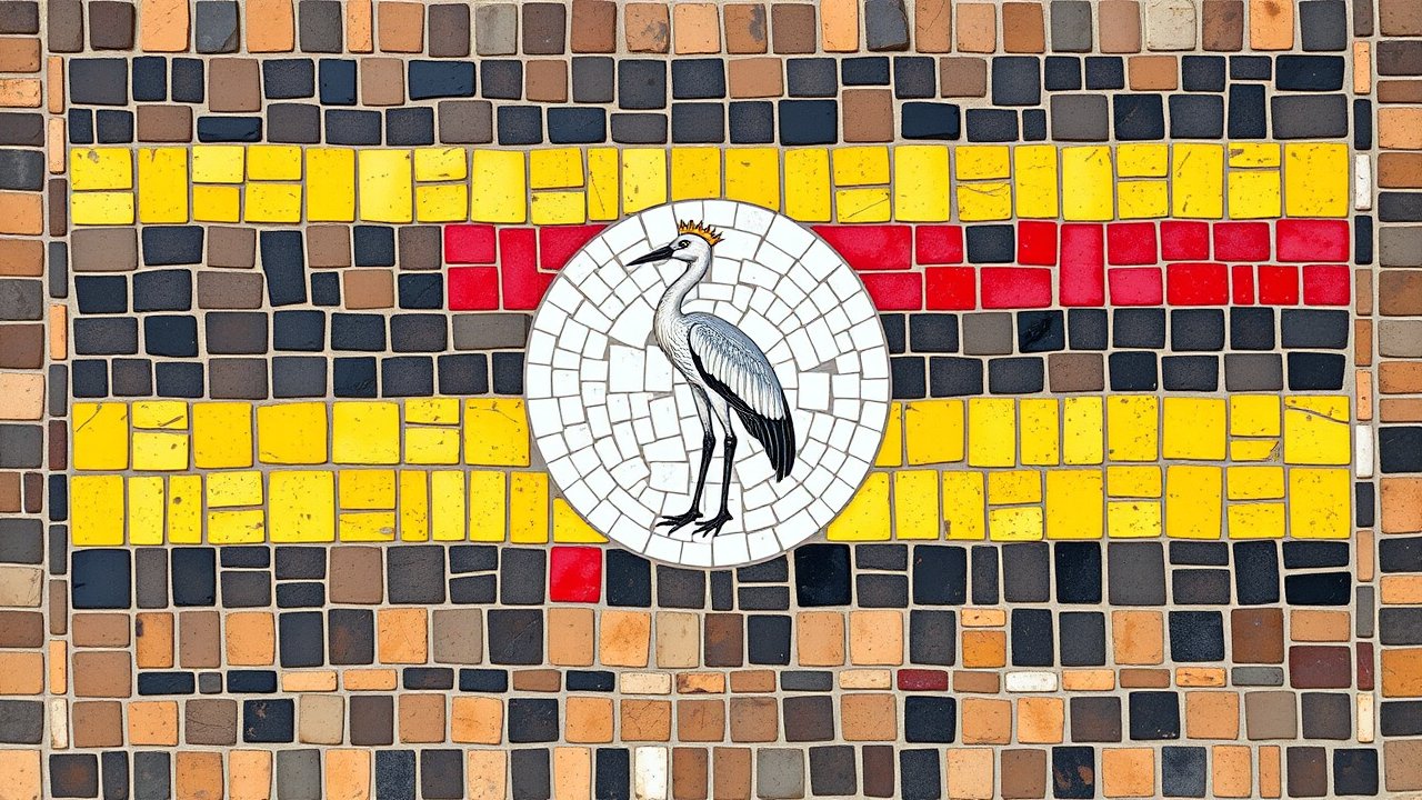 Flag of Uganda 🇺🇬 in mosaic tiles style