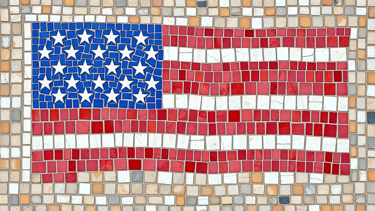 Flag of United States 🇺🇸 in mosaic tiles style