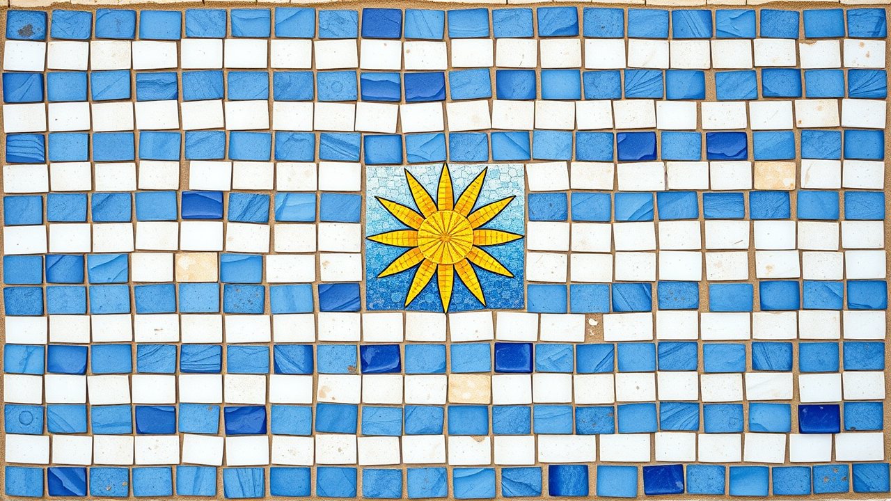 Flag of Uruguay 🇺🇾 in mosaic tiles style