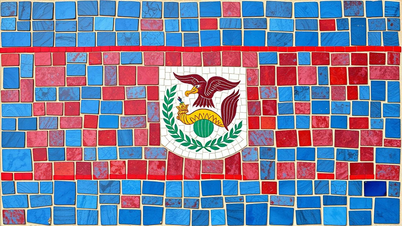 Flag of Belize 🇧🇿 in mosaic tiles style