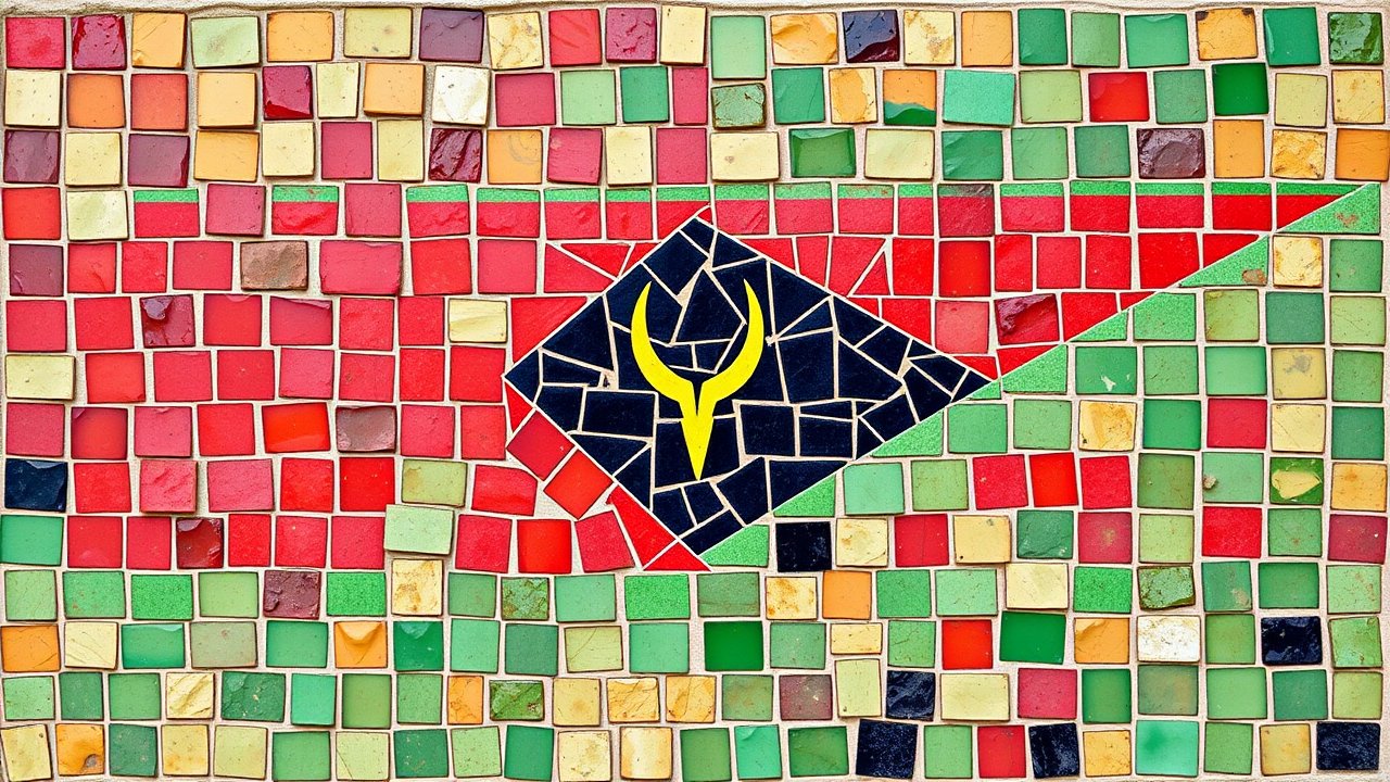 Flag of Vanuatu 🇻🇺 in mosaic tiles style