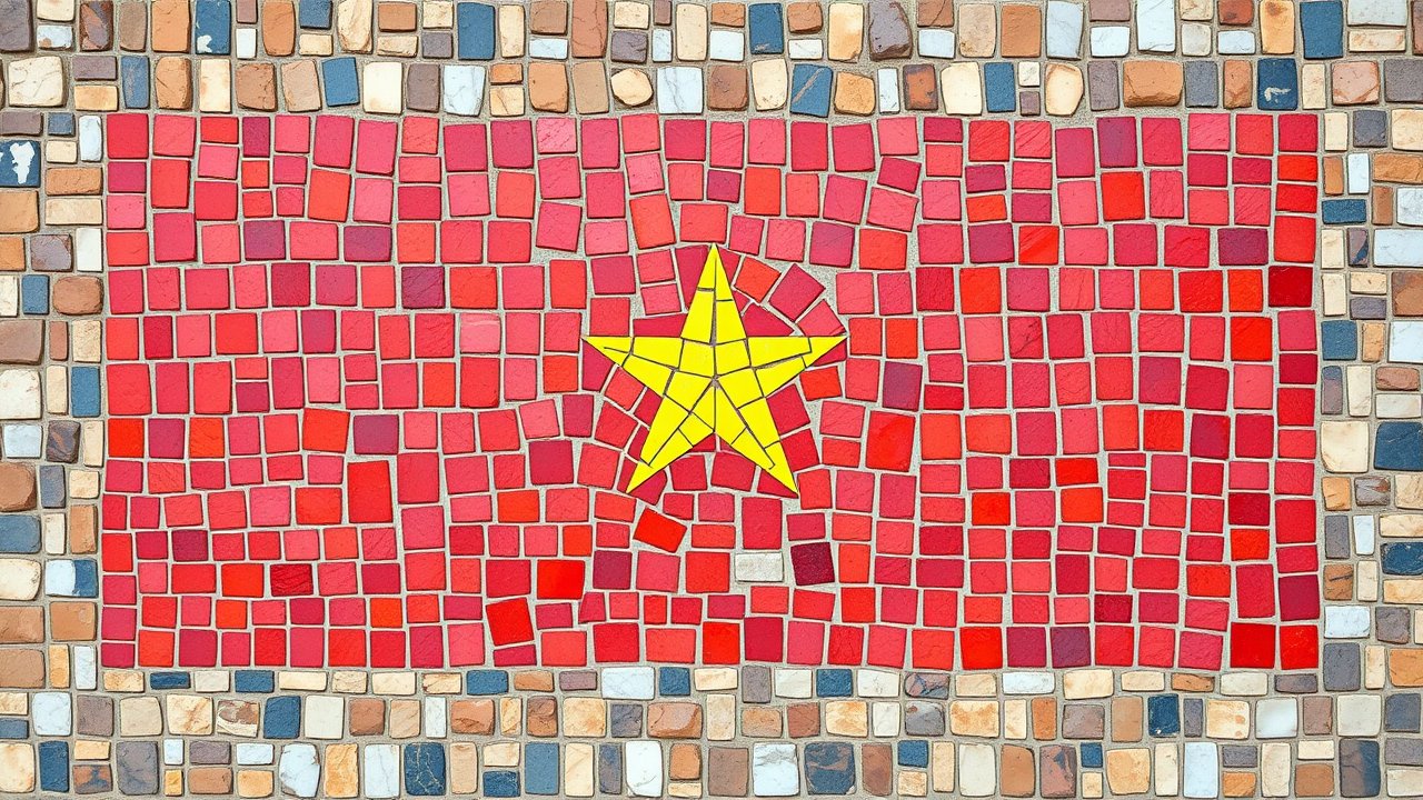 Flag of Vietnam 🇻🇳 in mosaic tiles style
