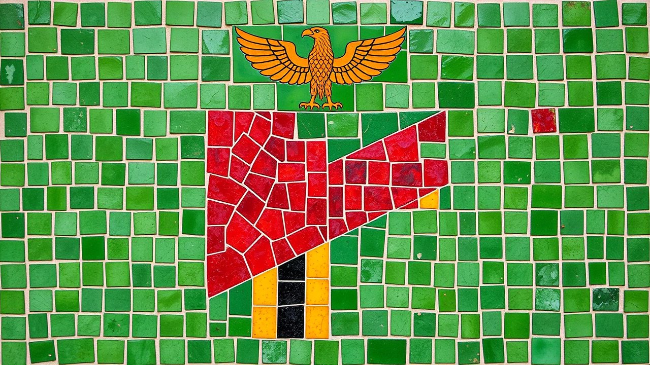 Flag of Zambia 🇿🇲 in mosaic tiles style
